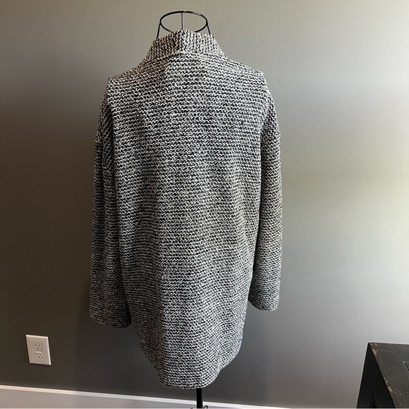 LOFT Outlet Lounge Black, Gray Chunky Open Layering Cardigan Sweater Size L - Picture 3 of 6